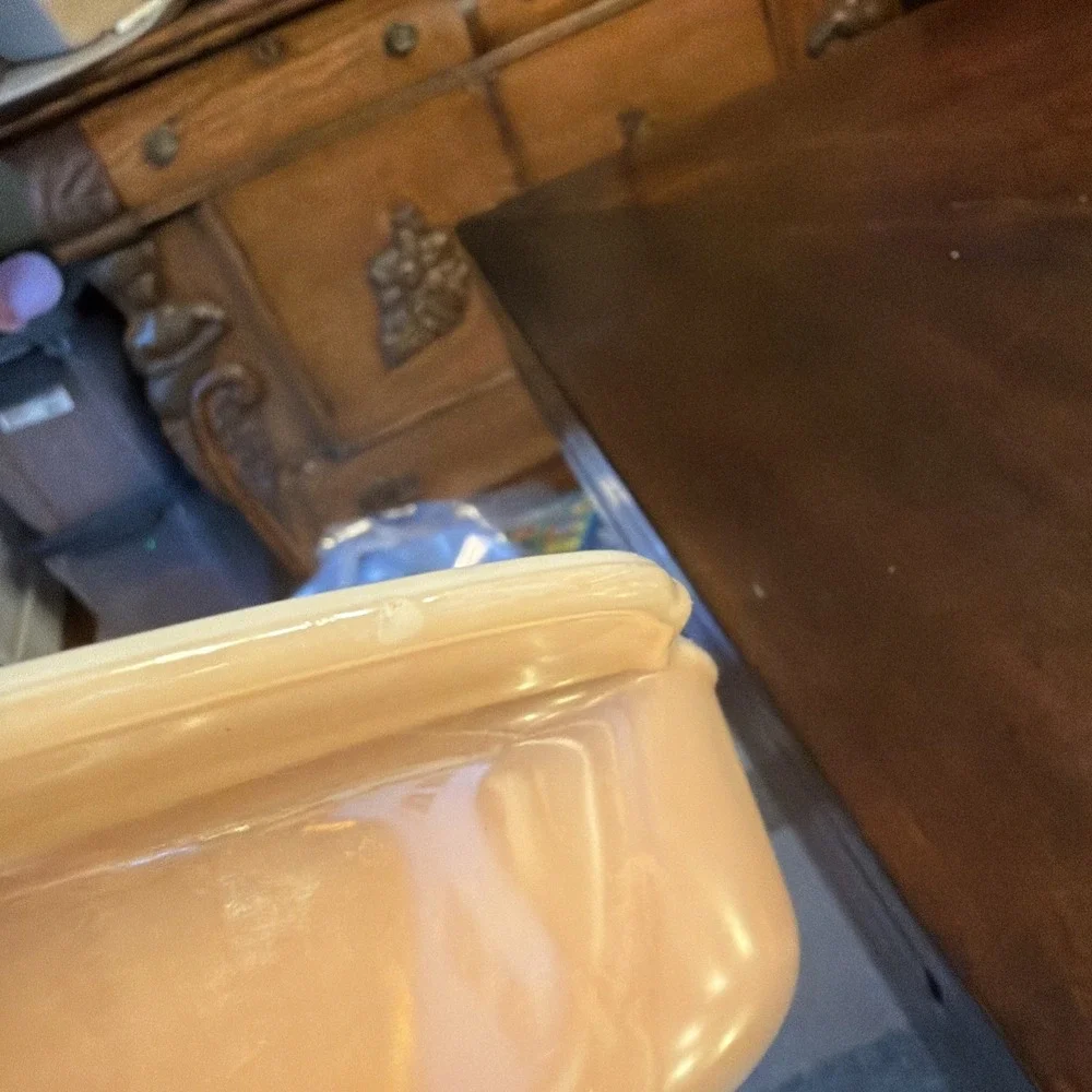 Vintage Fire King Peach Lusterware 8 in round baking Casserole Pan #450